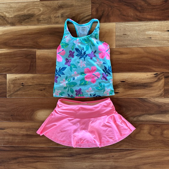 Lands' End Floral Swimsuit - Mint Green and Pink - Picture 1 of 4